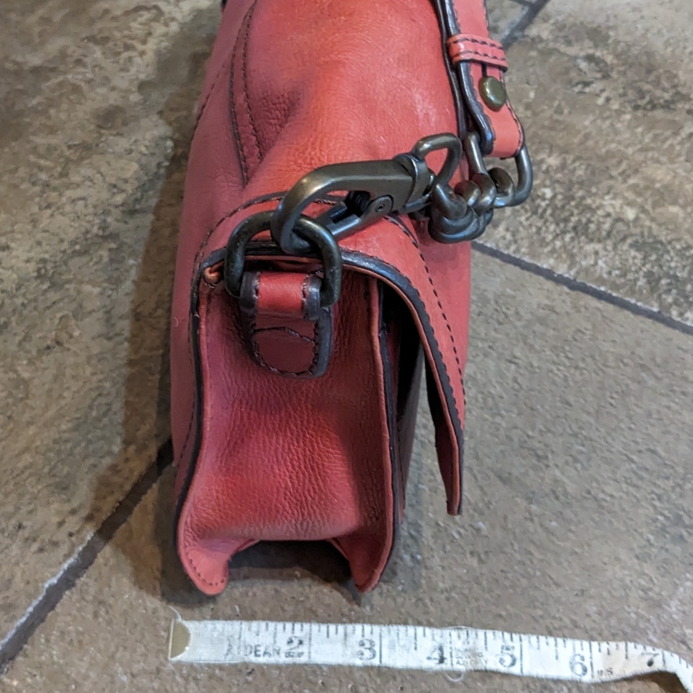 Vintage Fossil Y2K Leather Flap Chain Strap Baddie Shoulder Bag Pinky Red - Picture 15 of 16